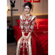 Playboy (PLAYBOY) velvet bridal Xiuhe suit 2025 new Chinese wedding dress out of the pavilion wedding toast dress slim wedding dress petite LT2025 official flagship version S
