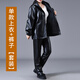 Liyang Leather Jacket and Leather Pants Suit Men's and Women's Work Clothes Spring and Autumn Wear-resistant Labor Protection Windproof, Waterproof, Oil-proof and Dustproof Loose Jacket Leather Jacket and Leather Pants Suit (without velvet) 5XL 180-200Jin Jin equals 0.5 kg