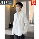 JEEP2025 Spring and Autumn Simple Henry Collar Casual Shirt Men's Fashion Old Money Style Loose Versatile Textured Long-Sleeved Top White M 100-130Jin Jin is equal to 0.5 kg