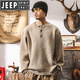 JEEP SPIRIT American retro 630g heavyweight sheep sweater men's winter Henry collar sweater thickened sweater jacket autumn and winter Khaki 630g heavyweight M suitable for 100-125Jin Jin equals 0.5 kg