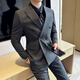 FZPT light luxury trendy brand suit men's 2025 autumn and winter new high-end business fashion casual double-breasted dress suit gray single suit + trousers 2XL recommended 135-150Jin Jin equals 0.5 kg