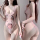 Sexy underwear open Japanese style lace flirting mesh hollow women's sexy underwear transparent thong pink one-piece jumpsuit M