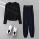 Phigeer large size autumn Pilates yoga clothing suit for women outdoor casual morning running clothing long-sleeved quick-drying clothing fitness training clothing dark purple two-piece set (black trousers) M