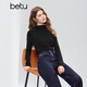 Betu women's 2025 winter new T-shirt elastic comfortable long-sleeved tops bottoming shirt simple inner wear for women 2510T96 black L