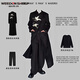 Vuitton sheep long windbreaker jacket men's shoulder-padded woolen embroidered trousers suit new Chinese style Chinese style long-sleeved T suit suit black windbreaker + black long sleeves + black trousers XL