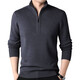 500g thickened 100% pure wool sweater men's zipper half turtleneck sweater new Puyuan sweater sweater top blue gray 3XL 190/125