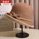 Hengyuanxiang 2025 woolen woolen middle-aged and elderly fashion hat women's autumn and winter French elegant mother's small fragrant style hat thickened and warm D-25 khaki adjustable