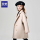 Luo Meng girls double-sided wool coat autumn and winter style children's style mid-length thick woolen coat milk tea white 130