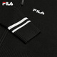 FILA 斐乐官方女士编织衫2025冬季新款休闲宽松连帽拉链毛衣开衫 正黑色-BK XL 175/92A/XL
