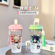 Jiuyao Nasida figure Genshin Impact Cartoon Large Capacity Sports for Students, Men and Women Plastic Anti-fall Straw Water Cup BXAO15941 Dada Three Drink Design [500ML Blue]-Painted Print