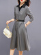 Nosskiss Luxus High-End-Marke Langarmed Kleid für Frauen 2025 Herbst und Winter Neues High-End-Temperament Slim und Chic Shirt Rock Grey L.