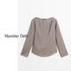 Massimo Dutti autumn and winter new product 2025 women's elegant quiet luxury style high-end felt texture boat neck blouse shirt 05173973 Mocha Brown XS (165/84A)