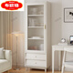 布欧格北欧书柜实木带玻璃门书橱简约现代储物柜客厅展示柜落地书架 长55CM宽35CM高166CM象牙白四层  