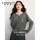 
Fabessa brand sequin feather tassel sweater for women's autumn new cardigan design round neck sweater short jacket for women style gray S