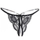 Bra set sexy panties women's lace transparent crotch pearl panties sexy thong men's N21-black one size
