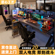 Selected computer desk desktop double e-sports table home bedroom study desk rental room simple desk workbench Free Dragon-Double Black Fiber 200*60
