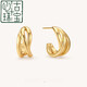 Xingu Boutique 18k gold earrings Wu Qianyu Tong Onchic earrings for women, plated earrings, very light, wrapped wavy line C-shaped earrings (gold)