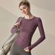 LULULMCCTN long-sleeved yoga top women's round neck outdoor running sports T-shirt Pilates training suit thin lilac gray L