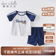 David Bella (Dave/Bella) Sommer Neue Kinderbekleidung Jungenanzug Kurzärärmelte Baby zweiteilig mit blau und weiß gestreiften DBM14108 66 cm (empfohlene Höhe 59-66 cm)