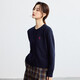 Inman -Pendler Einfacher lässig gestrickter Strickjacke Frauen 2025 Herbst Retro Stickerei Weich bequemer runder Nackenpullover Royal Blue M.