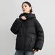 Flying in the snow short down jacket for women 2025 winter new hooded casual thickened warm 90 velvet jacket trendy black M