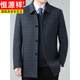 Hengyuanxiang winter cashmere coat for middle-aged men with lapel dad's wool woolen coat medium business casual top dark gray M size 170