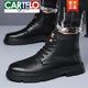 Cartelo New Martin Boots 2025 Herbst- und Winter -Herrenschuhe Retro Work Stiefel warm und samt hoher Top -Baumwollschuhe echte Leder -Lederstiefel GX9759 Black 38