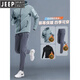 Jeep (JEEP) running sports suit winter men's velvet windproof jacket quick-drying tight top morning running fitness training cycling suit green two-piece set windproof velvet sports M 100-120Jin Jin equals 0.5 kg