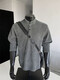 Yingtang American Henry Collar Sweatshirt Men's Spring and Autumn Heavyweight Right Shoulder Bottoming Shirt Loose Jacket Top Men CQS-3309 Gray M