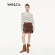
MO/Co. Short Skirt 2025 Autumn New Product Bohemian Brown Velvet High Waist Tassel Cake Skirt Skirt MBE3SKT041 Dark Brown M