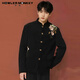 Sound Monkey suit jacket men's new Chinese embroidery retro Tang suit Chinese style Chinese tunic suit engagement wedding suit men black suit + stand-up collar shirt white + black trousers three-piece suit XL