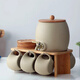 Japanese cold kettle ceramic water cup set with faucet household cool bucket scented tea juice drink bucket high temperature cold kettle clay pot 2.3L + four cups 220ml + four coasters round coasters with shelf