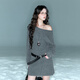 Sancai Duxing 2025 Winter New Style Round Neck Knitted Dress Long Sleeve Small A Short Skirt Bottoming Lazy F Dark Gray Pre-sale Send within 15 days of payment M 160/84A