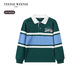 Teenie Weenie Kids 25-year-old boy's color block striped POLO collar T-shirt green 140 cm