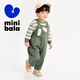 迷你巴拉巴拉男童女童长袖套装春宝宝儿童T恤背带裤【吸湿速干】 绿色调 110