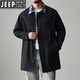 JEEP SPIRIT Men's Spring and Autumn Mid-length Jacket Large Size Fat People Loose Trendy Handsome Casual Versatile Windbreaker Solid Color Jacket Khaki 2XL