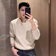 Kuraishi Kazuki light luxury trendy brand high-end Henry collar sweater men's autumn and winter new style inner casual solid color bottoming sweater gray L