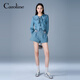 CAROLINE Tencel Cotton Denim Caroline 2025 Autumn New Doll Collar Shirt ERC4C02C Blue L