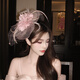 Lu Shanwu top hat female French socialite pink mesh temperament elegant high-end hair accessories daughter banquet bride headdress veil feather flower top hat pink