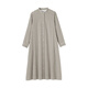 
MUJI women's flannel stand collar long sleeve dress women's skirt cotton dress 25-year autumn new product light beige check L (165/88A)