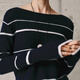 Mai Meng MM silk cashmere striped lazy casual sweater sweater top autumn and winter 5GA934761 Navy blue 5GA934762 M