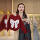Siyang girls winter 2025 new fashion Korean style thickened Christmas red sweater, medium and large children's velvet jeans suit trendy H white bow sweater and black velvet jeans (120