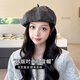 Hat beret for women with large head circumference, fashionable and western-style painter's hat, clouds, retro face, small and versatile, Korean style octagonal hat, gray, high-looking, cute, hearty, fashionable, Korean style, British style pumpkin hat, one size fits all (recommended head circumference 54-58cm)