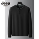 JEEP SPIRIT2025 Autumn and Winter Large Size Henley Collar Sweater Men's Casual Button Sweater New Versatile Plus Fat Oversized Bottoming Shirt Black XL 120-140Jin Jin is equal to 0.5 kg