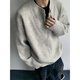 QGF gray American Henry collar sweater men's autumn and winter lazy style high-end knitted sweater cleanfit jacket light gray XL recommended 110-130Jin Jin equals 0.5 kg
