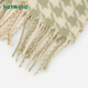 Air chaud 2025 Hiver New Women's Classic Houndstooth Scarf 66 blanc et vert f