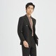 Lilang Shopping Mall Same Style SMART Suit Men's Double-Breasted Suit Nine-Point Pants Suit Striped 2025 Autumn Dark Brown Gray (25QXF251SA) 175A