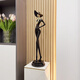Sculpture art character shape vertical ornaments slender light luxury high-end living room entrance crafts niche minimalist accessories cool black-small (80cm high)