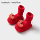 Balabala Children's Socks Men's and Girls' 2026 Spring New Infant and Toddler Floor Socks Warm Toddler Anti-Slip Shoes and Socks Red