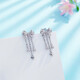 Laofu gold platinum pt950 tassel love sweet girly heart bow earrings for women as a birthday gift for girlfriend and wife, about 4.73g